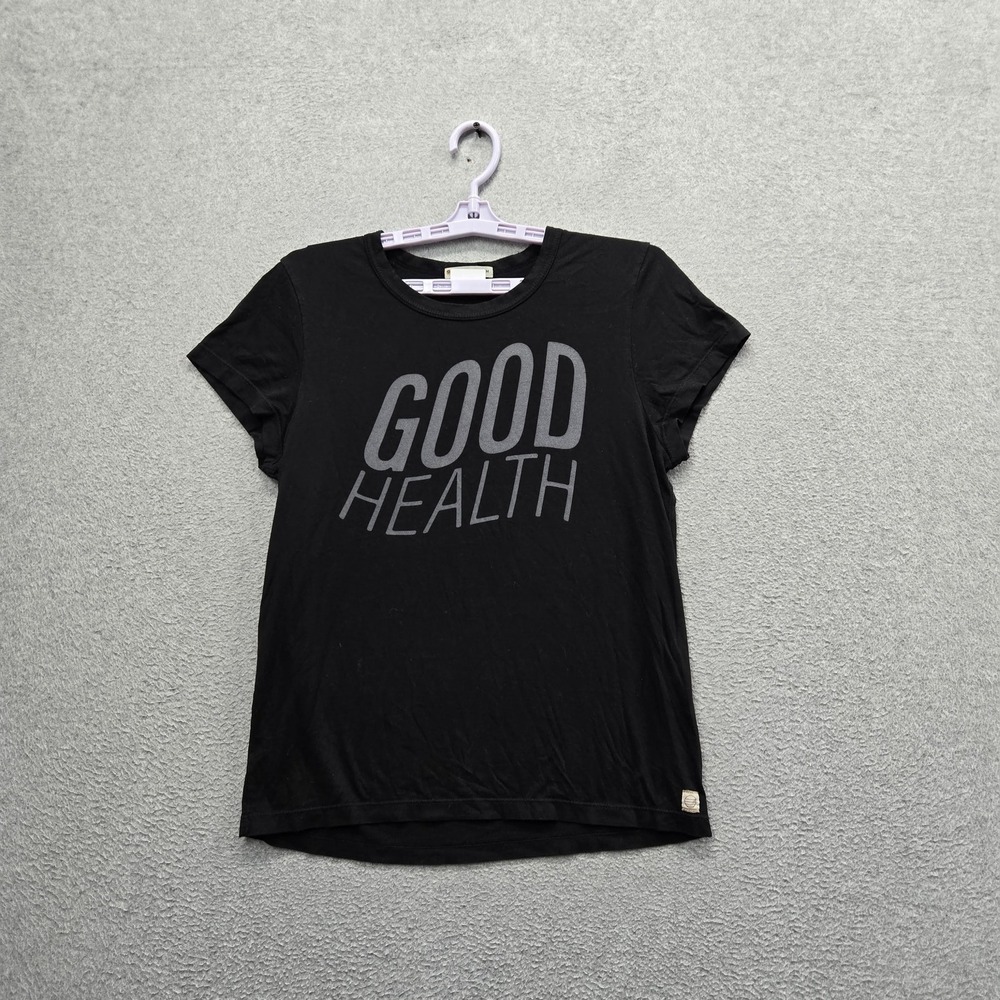 Marine Layer Women Shirt M Black Graphic Logo Good Health Short Sleeve